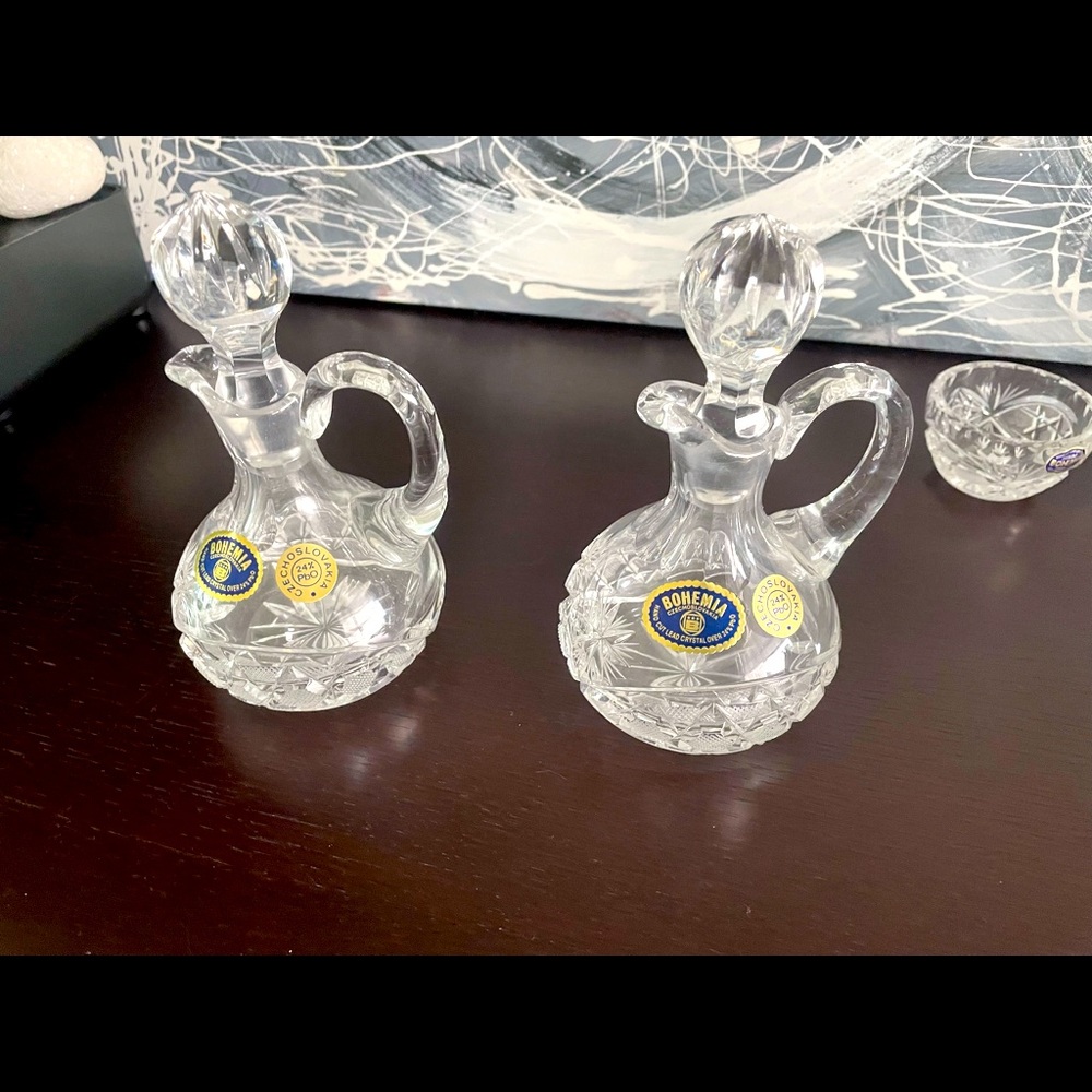 Vintage crystal Bohemian 2 pc set